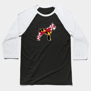 Giant Schnauzer Silhouette with Maryland Flag Baseball T-Shirt